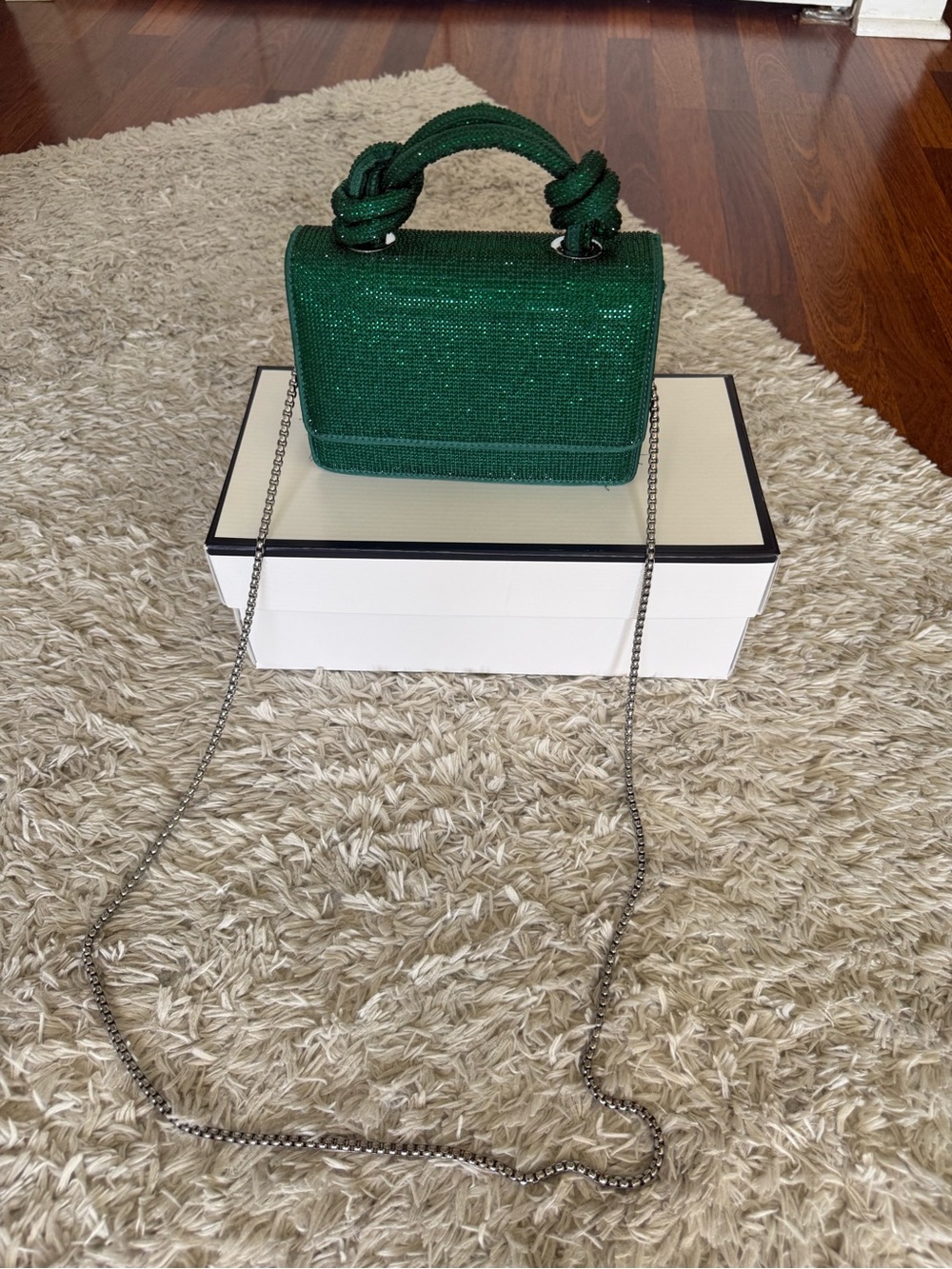 Madison West Emerald Green Crystal Top-Handle Crossbody